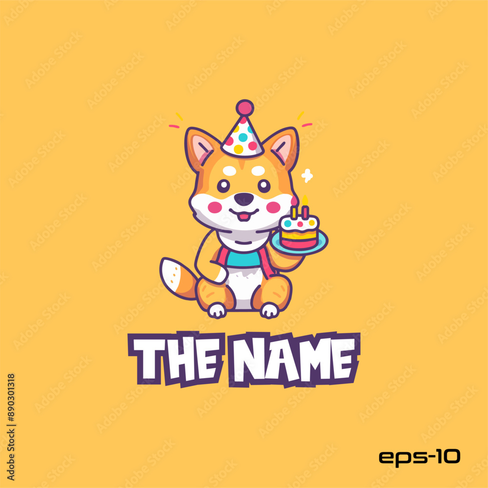 Birthday fox, character, vector, illustration, eps 10, mascot, logo, cute Birthday fox, character, vector, illustration, eps 10, mascot, logo, cute