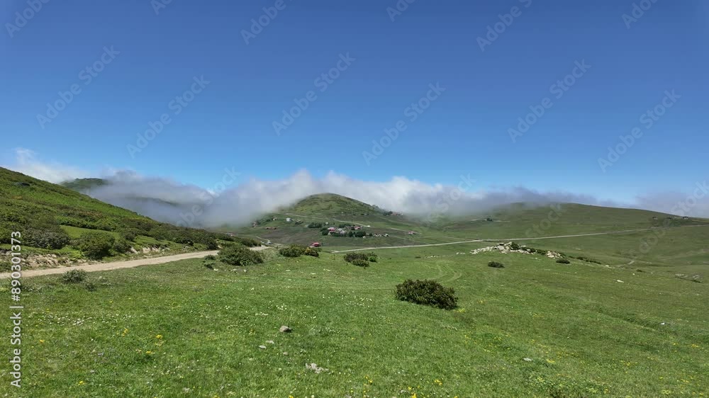 Timelapse video in plateu with clouds and fog