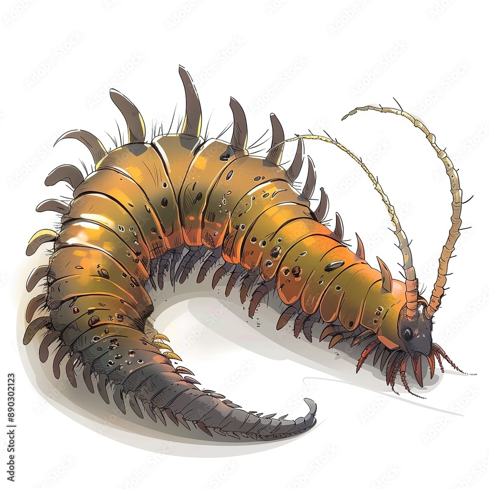 Obraz premium Millipede Edgy fashion cartoon isolated whitebackground