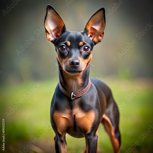 A small black dog is a dwarf pinscher