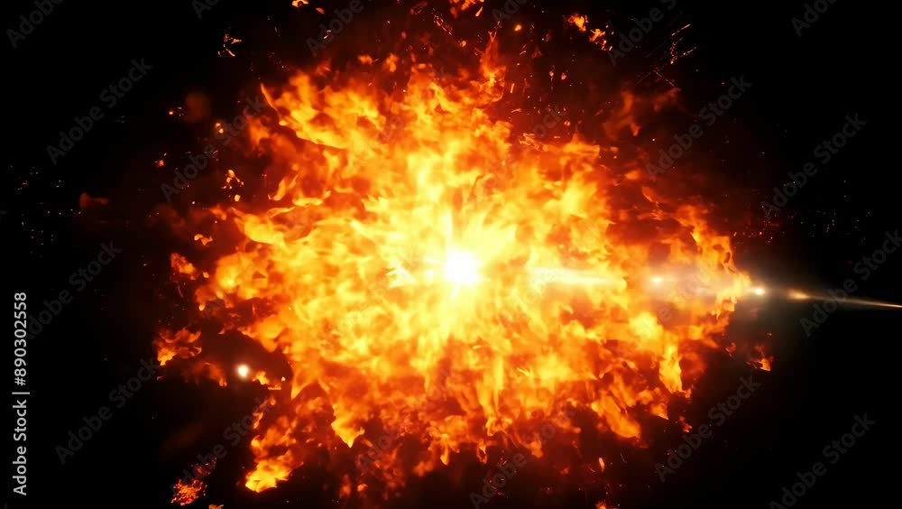 Fiery Explosion Animation in 4K on Black Background Fiery Explosion Animation in 4K on Black Background