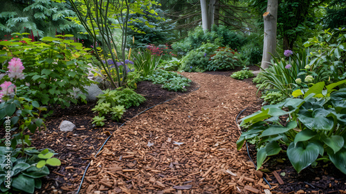 Wood Chip Garden for suppressing weeds, conserving moisture photo