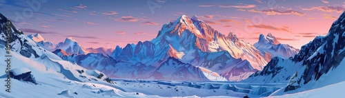 basecamp trek glacier flat design top view mountain expedition cartoon drawing colored pastel
