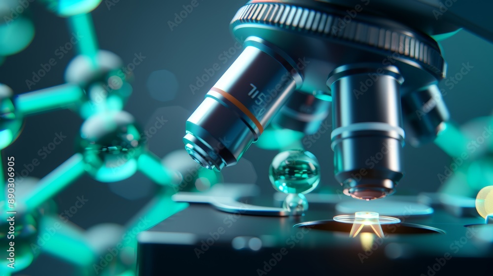 Detailed close-up of a chemical molecule under a microscope Detailed close-up of a chemical molecule under a microscope