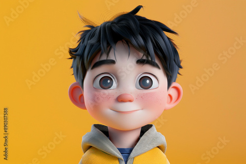 Cute pretty cartoon character in 3D children animation style generative AI