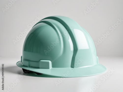 Mint green color construction hard hat isolated on white background