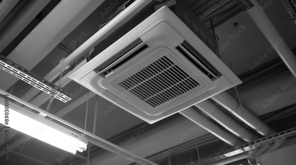 Fototapeta premium White Air Conditioner Ceiling Installation