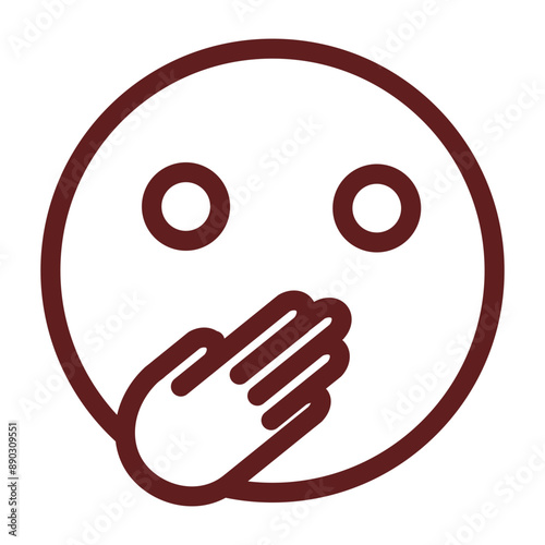 emoji Quiet Vector Line Maroon Icon Design