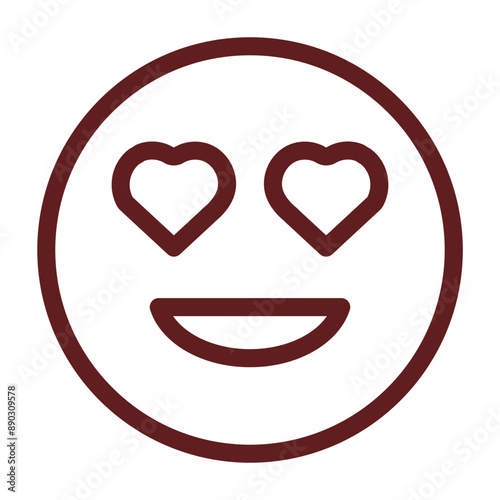emoji love eyes Vector Line Maroon Icon Design