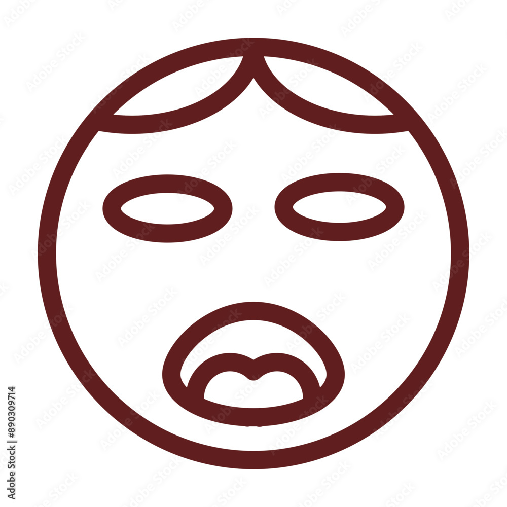 emoji girl Vector Line Maroon Icon Design emoji girl Vector Line Maroon Icon Design