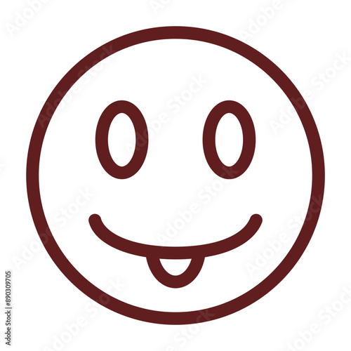 emoji tongue out Vector Line Maroon Icon Design