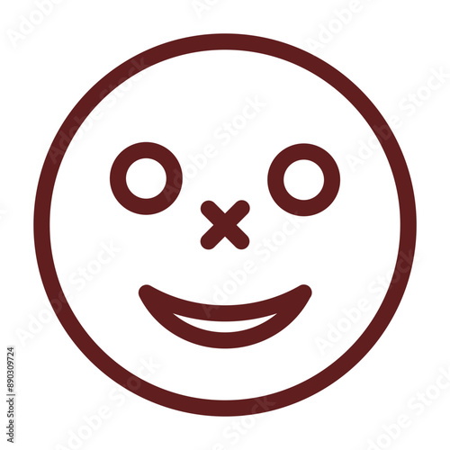 emoji smile Vector Line Maroon Icon Design