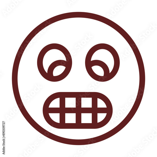 emoji showing teeth Vector Line Maroon Icon Design