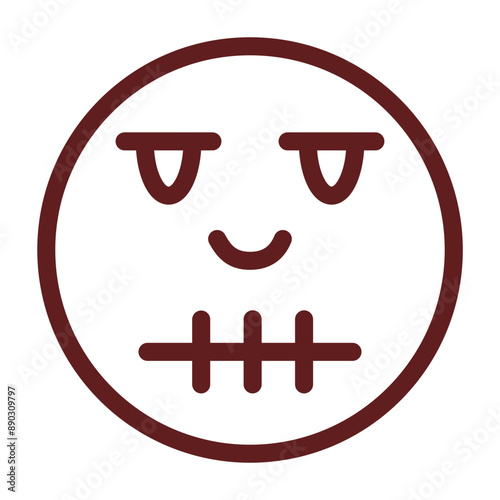emoji complete quiet Vector Line Maroon Icon Design