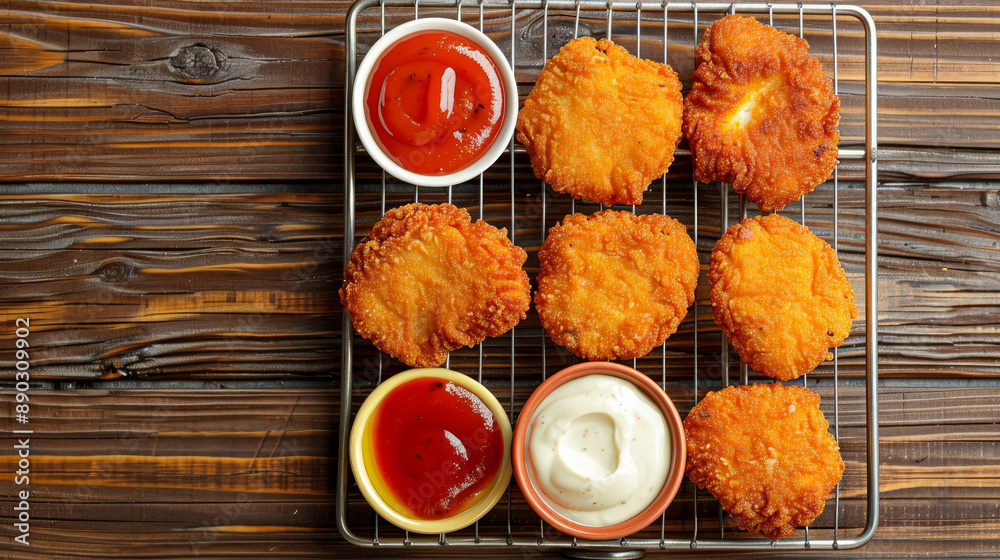 Fried chicken wings on a wooden table. Breaded, crispy fried Kentucky chicken, perfect for a tasty dinner. Fried chicken wings on a wooden table. Breaded, crispy fried Kentucky chicken, perfect for a tasty dinner.