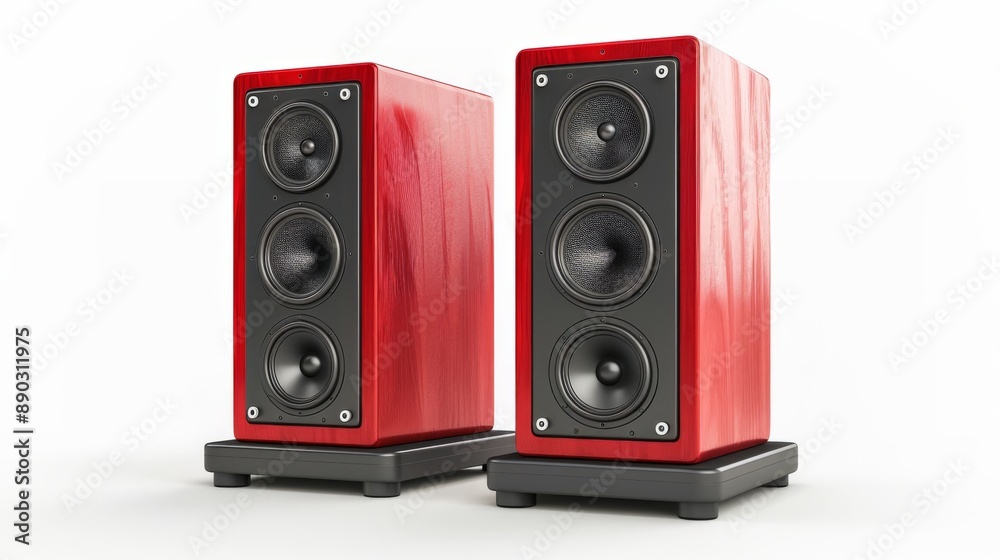 Fototapeta premium Red Wooden Audio Speakers