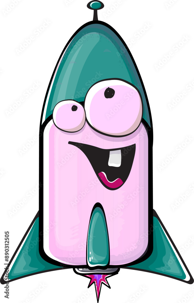 Rocket spaceship character. Cartoon space rocket isolated on ...