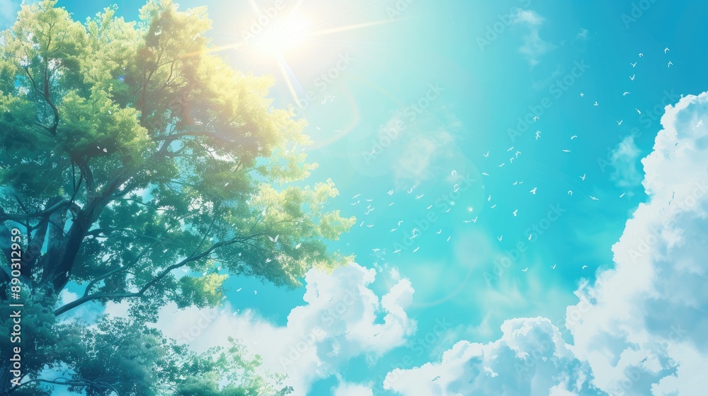 Fototapeta premium Daylight background with sunny blue sky