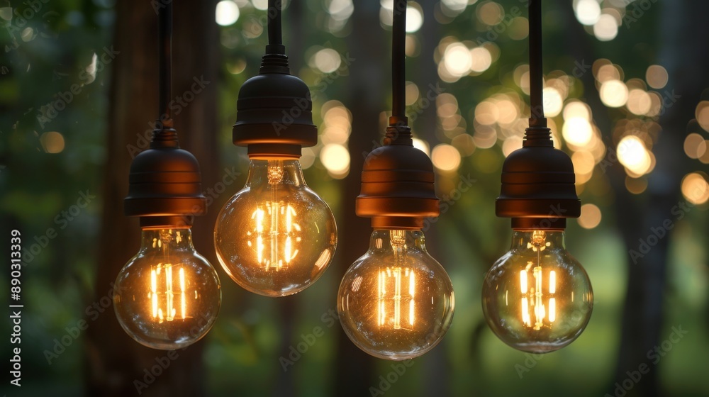 Obraz premium Hanging Edison Light Bulbs