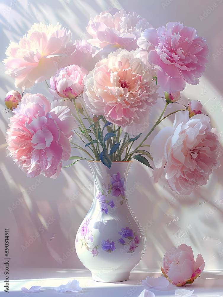 Oil painting of flowers and vase Oil painting of flowers and vase