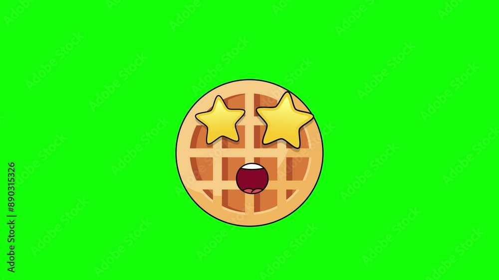 circle waffle character of Grinning face with star eyes, expression of amazing, impressive circle waffle character of Grinning face with star eyes, expression of amazing, impressive