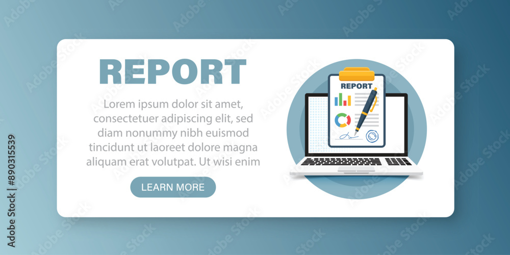 Obraz premium Report document icon in flat style. Dashboard plan vector illustration on isolated background. Analysis sign business concept.