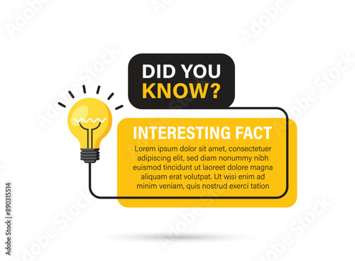 Did you know icon in flat style. Banner with frame and bulb vector illustration on white isolated background. Explanation sign business concept.