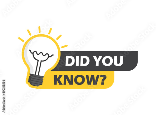 Did you know icon in flat style. Banner with frame and bulb vector illustration on white isolated background. Explanation sign business concept.