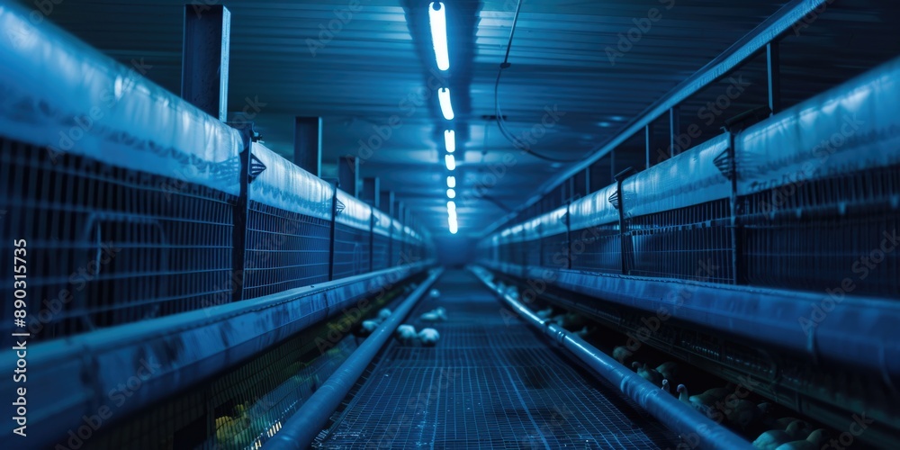 Fototapeta premium Chickens on conveyor belt