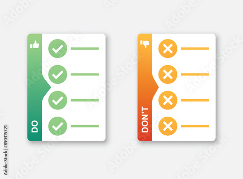 Do and dont icon in flat style. Dos and Don'ts vector illustration on isolated background. Pros and Cons sign business concept.
