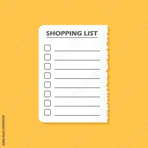 Shopping list icon in flat style. Memo pages vector illustration on isolated background. Daily planner sign business concept.