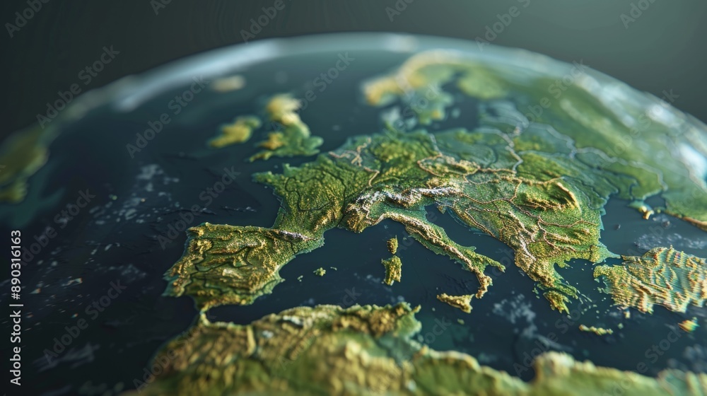 High-Resolution 3D Topographic Map of Europe Stock Illustration | Adobe ...