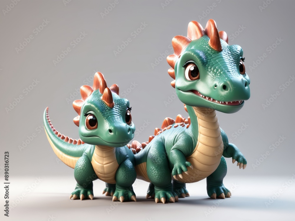 3D illustration of cute dinosaur isolated on white background 3D illustration of cute dinosaur isolated on white background