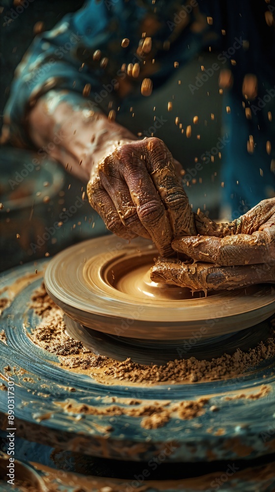 a person is working on a potter's wheel a person is working on a potter's wheel