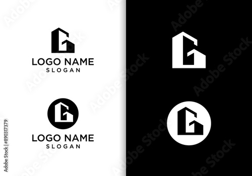 vector building logo with the initial letter G, modern building logo design.