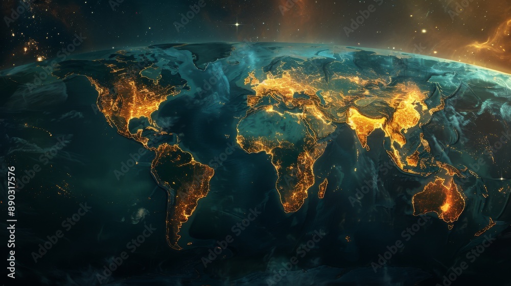Obraz premium Earth at Night from Space