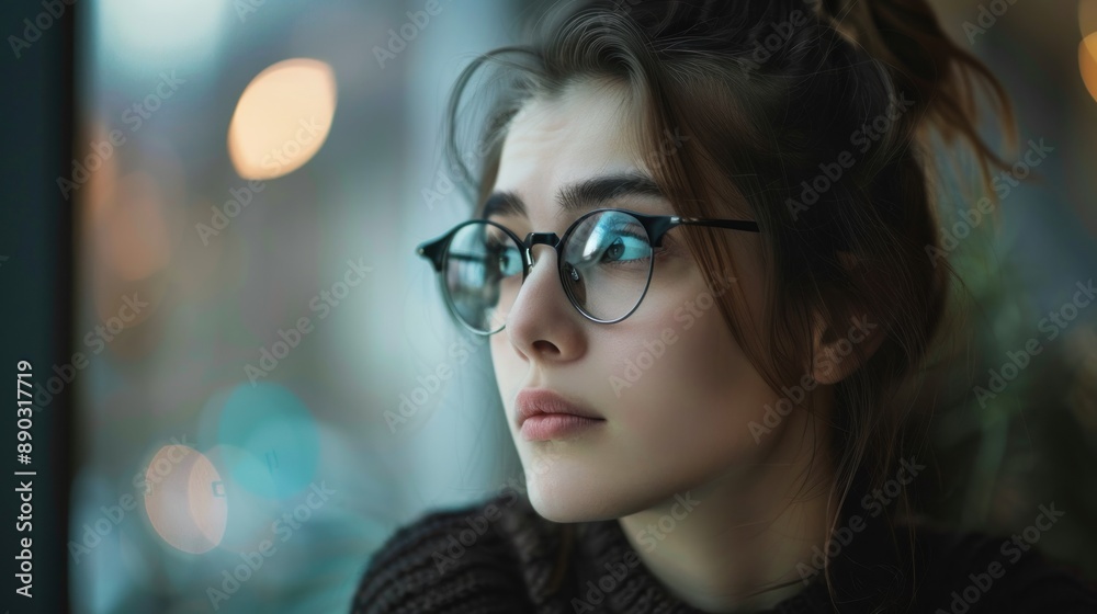 Woman Looking Through Window Woman Looking Through Window