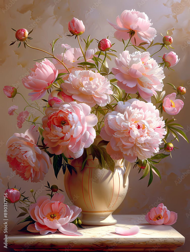 Obraz premium Oil painting of flowers and vase