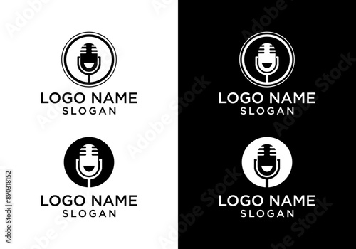 Vector Logo microphone with smile