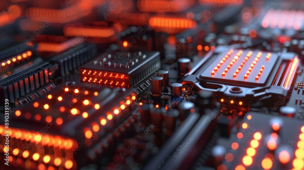 Obraz premium Futuristic Circuit Board with LED Lights