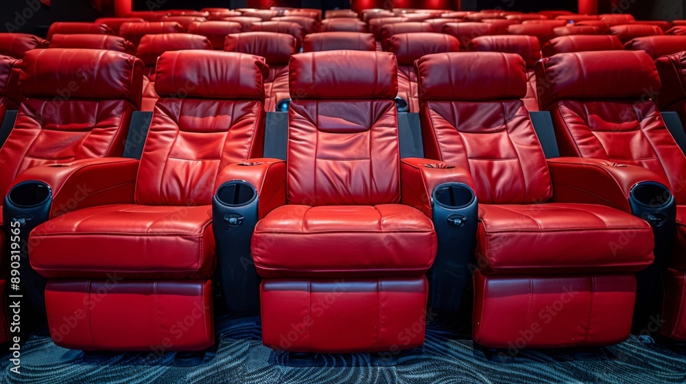 Obraz premium Movie Theater Red Recliner Seats