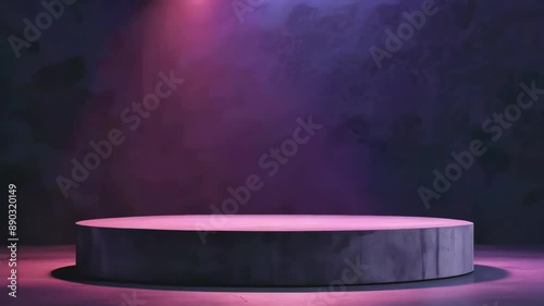 round plarform concrete podium stage stand isolated animation -- 4k social media new stock video footage animation design AI	 photo