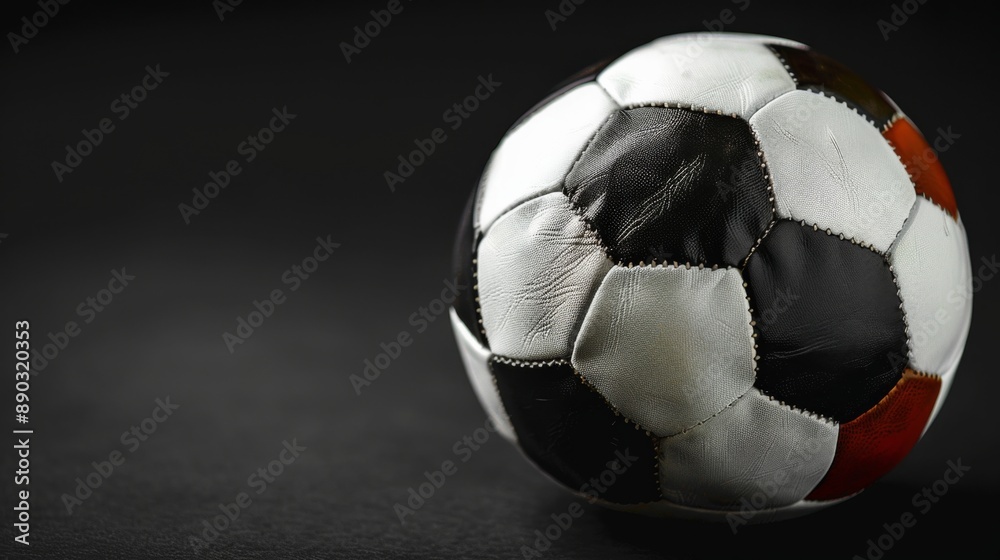 Deflated Soccer Ball on Dark Background Deflated Soccer Ball on Dark Background