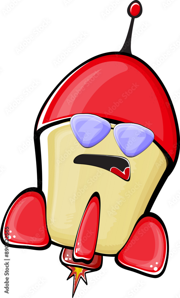 Rocket spaceship character. Cartoon space rocket isolated on ...