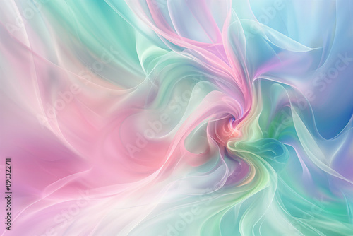 Abstract background. Colorful twisted shapes in motion. Digital art for poster, flyer, banner background or design element. Soft textures on pastel background.