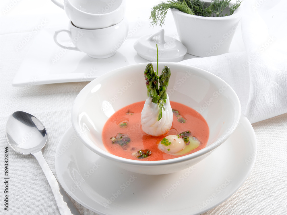 Lenguado con salmorejo, chef. Sole with salmorejo, chef. Lenguado con salmorejo, chef. Sole with salmorejo, chef.
