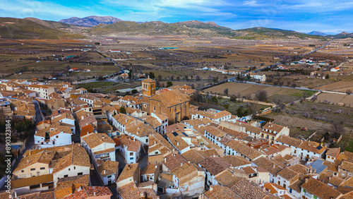 Aerial view of Puebla de Don Fadrique, Granada, Andalusia, Spain
