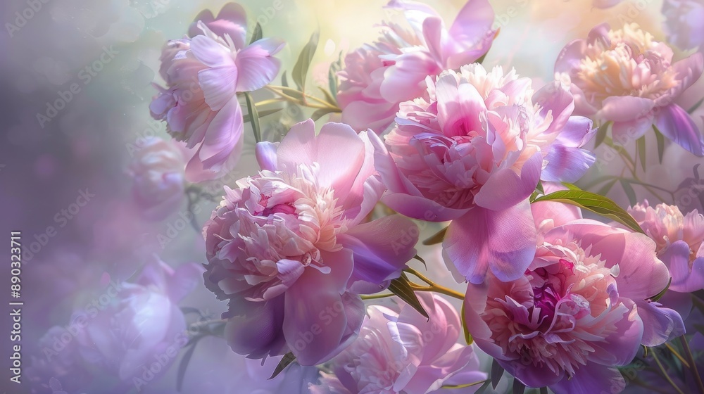 Gorgeous pink peonies in garden Gorgeous pink peonies in garden