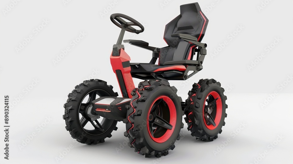 Futuristic allterrain wheelchair concept with large wheels and sleek design Futuristic allterrain wheelchair concept with large wheels and sleek design