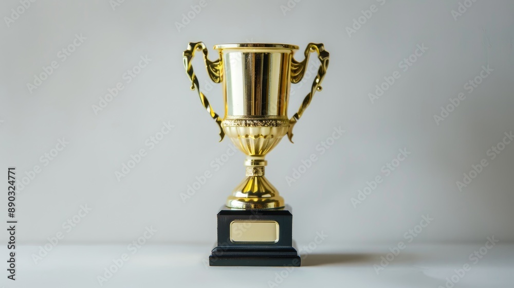 Golden trophy on a white backdrop Golden trophy on a white backdrop